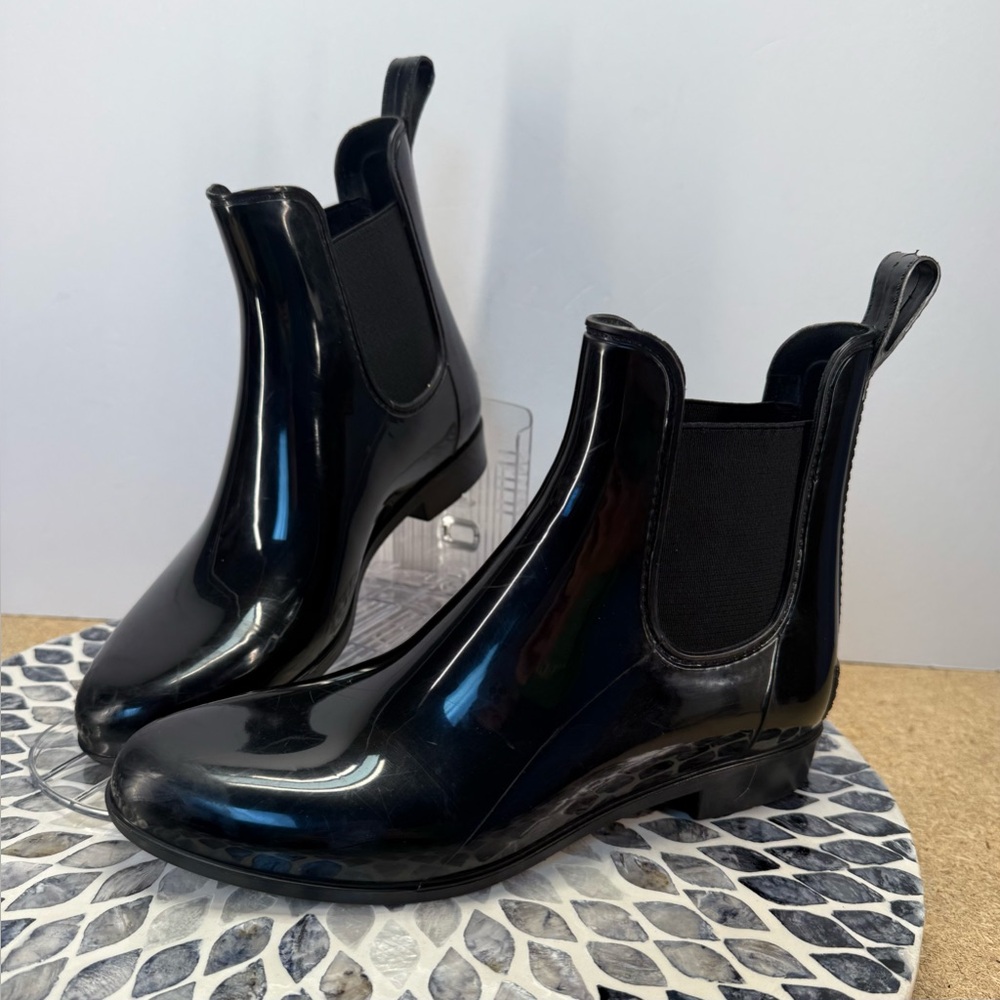 Storm by Cougar Black Glossy Chelsea Rain Boots waterproof size 9